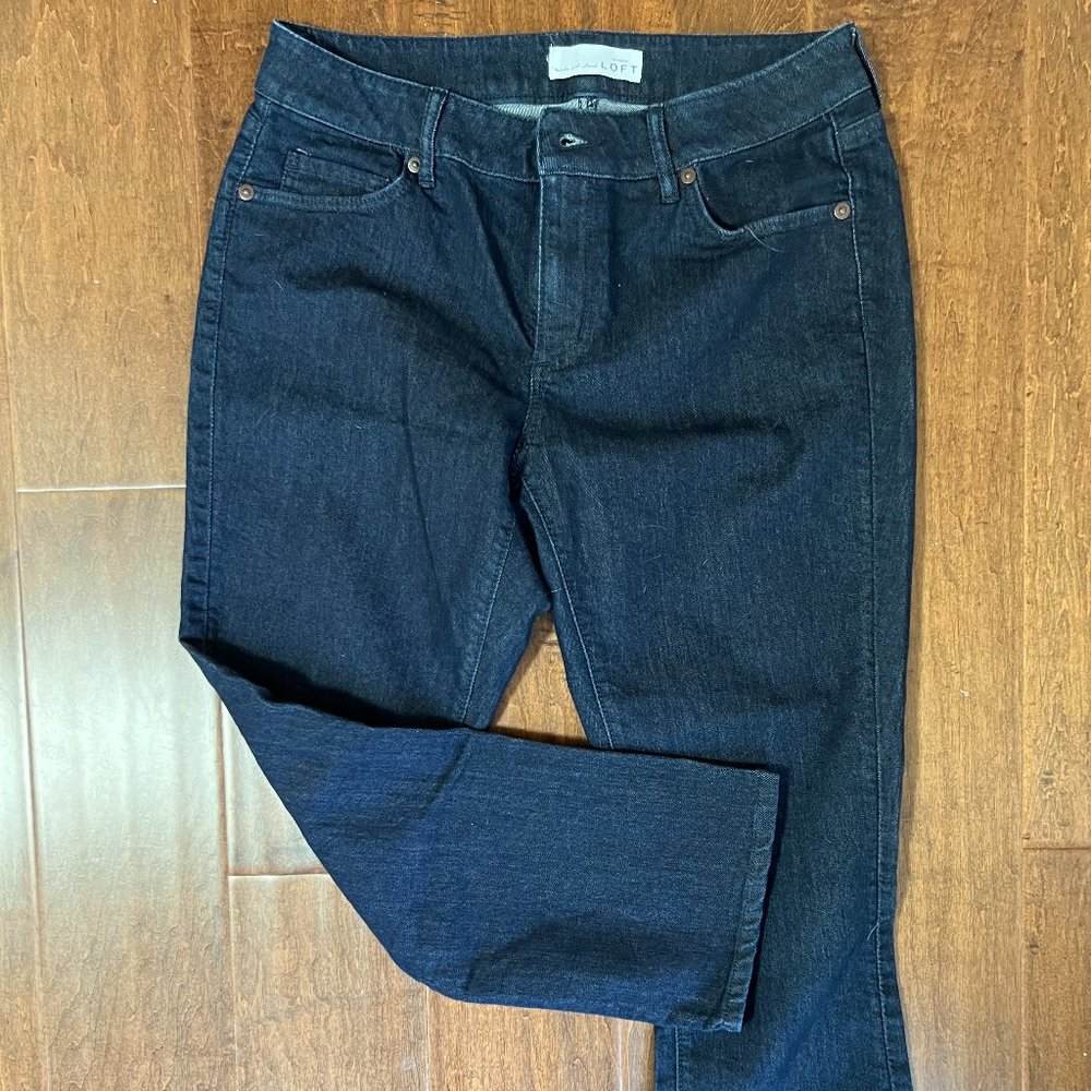 LOFT Petite Curvy Kick Crop Jeans in Dark Rinse Wash